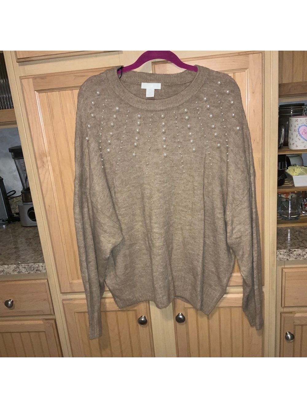 Women’s embellished tan sweater Preowned size x-large